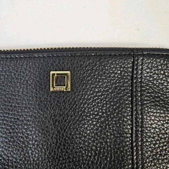 LODIS Black Pebble Leather Wallet. Patent Clutch Long Zipped Travel. - Picture 2 of 6
